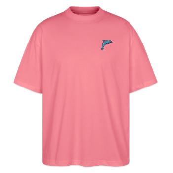 Delfin bestickt - Stanley/Stella Oversized Unisex Bio T-Shirt Blaster 2.0 - Pink  - Vorne - Alina (178cm) & Michal (187cm)