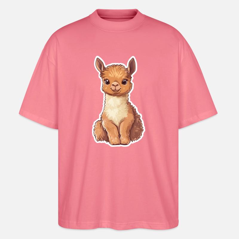 Lama Alpaka Llama Tier Geschenk - Stanley/Stella Oversized Unisex Bio T-Shirt Blaster 2.0 - Pink 