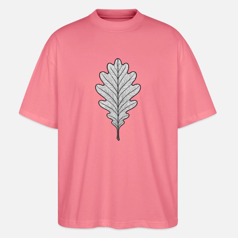 Monochromes Eichenblatt-Design - Stanley/Stella Oversized Unisex Bio T-Shirt Blaster 2.0 - Pink 