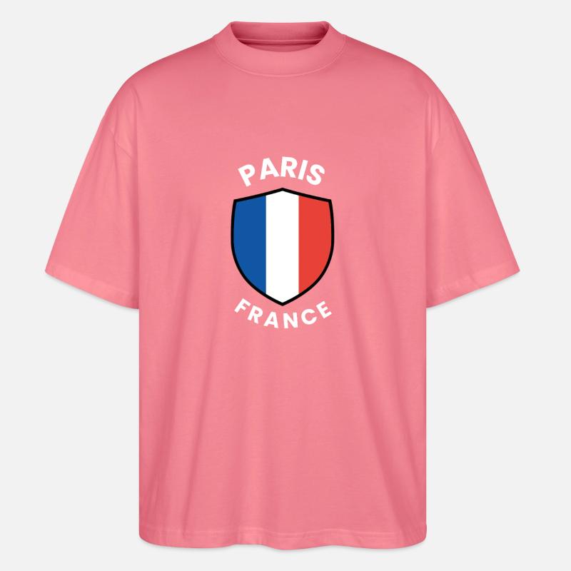 Emblème du drapeau de Paris - T-shirt bio Blaster 2.0 coupe oversize Stanley/Stella Unisexe - rose 