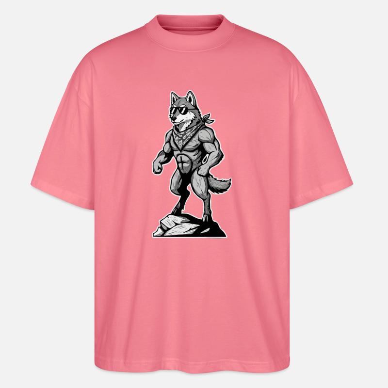Wandern Wanderer Bergsteiger Berg Wolf  - Stanley/Stella Oversized Unisex Bio T-Shirt Blaster 2.0 - Pink 