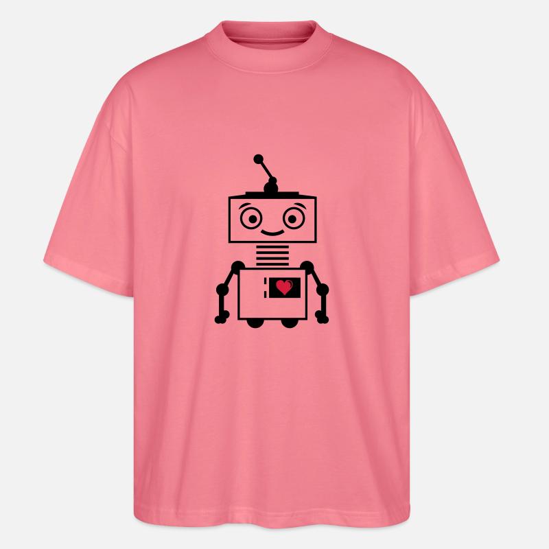 roboter_herz_2 - Stanley/Stella Oversized Unisex Bio T-Shirt Blaster 2.0 - Pink 