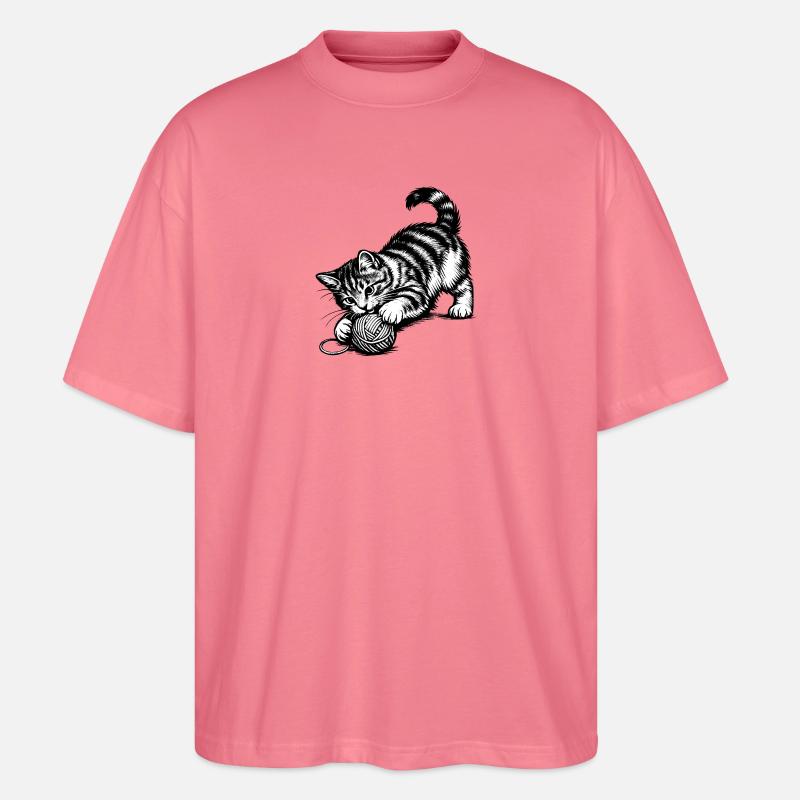 Verspieltes Kätzchen und Garn - Stanley/Stella Oversized Unisex Bio T-Shirt Blaster 2.0 - Pink 