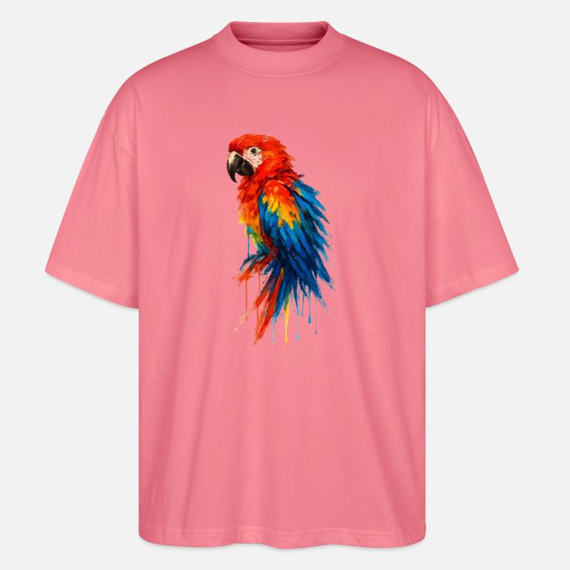 Papagei-Ara, Aquarell, farbenfroher Vogel - Stanley/Stella Oversized Unisex Bio T-Shirt Blaster 2.0 - Pink 