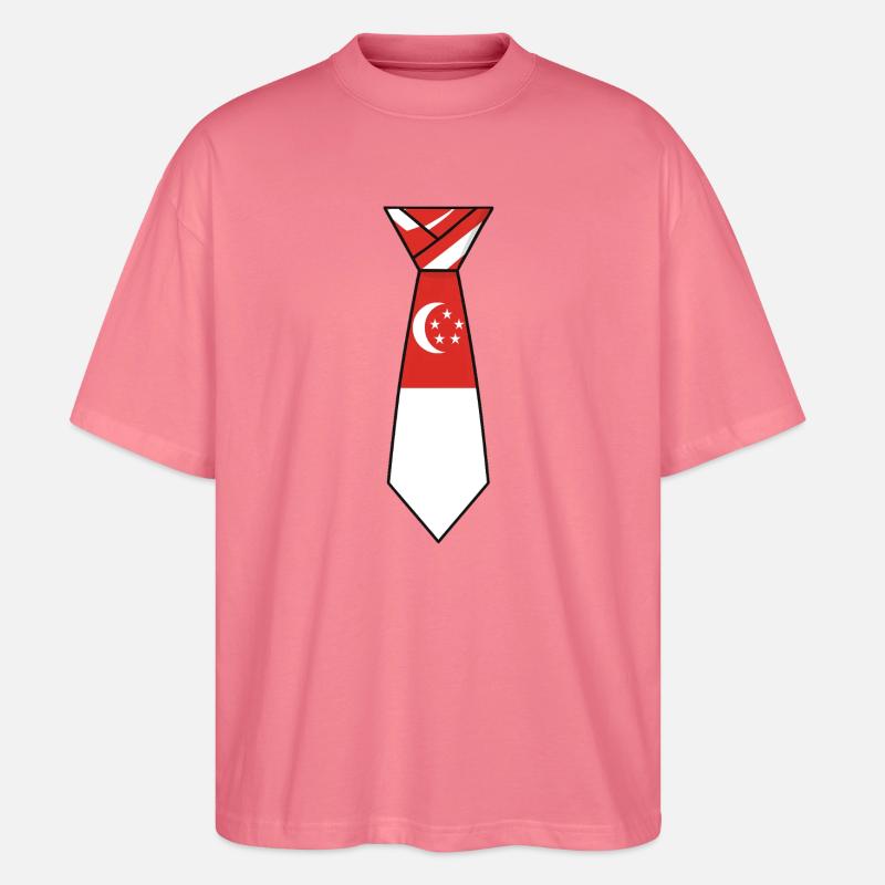 Cravate de Singapour – Conception du drapeau - T-shirt bio Blaster 2.0 coupe oversize Stanley/Stella Unisexe - rose 