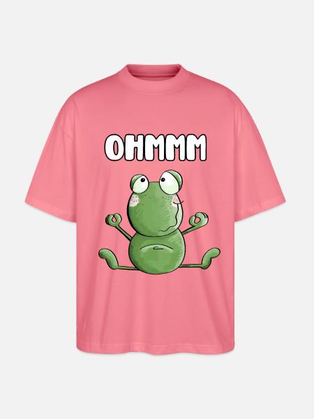 Ohmmm Frog - Frogs - Toad - Yoga - Fitness - Stanley/Stella Oversized Unisex Organic T-shirt Blaster 2.0 - pink joy 