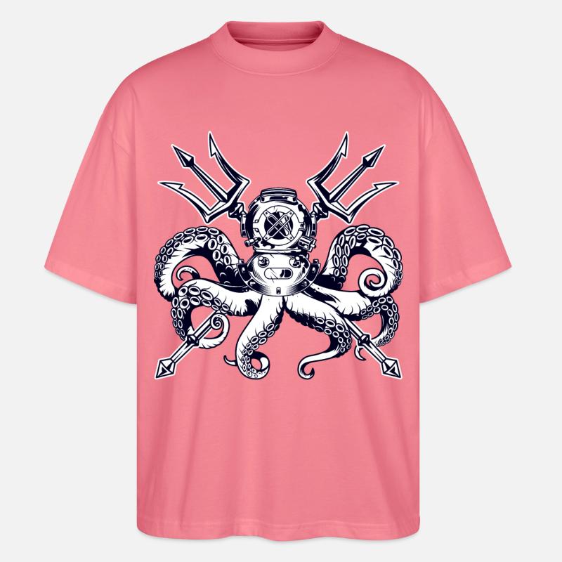 Trident Diving Octopus - Stanley/Stella Oversized Unisex Bio T-Shirt Blaster 2.0 - Pink 