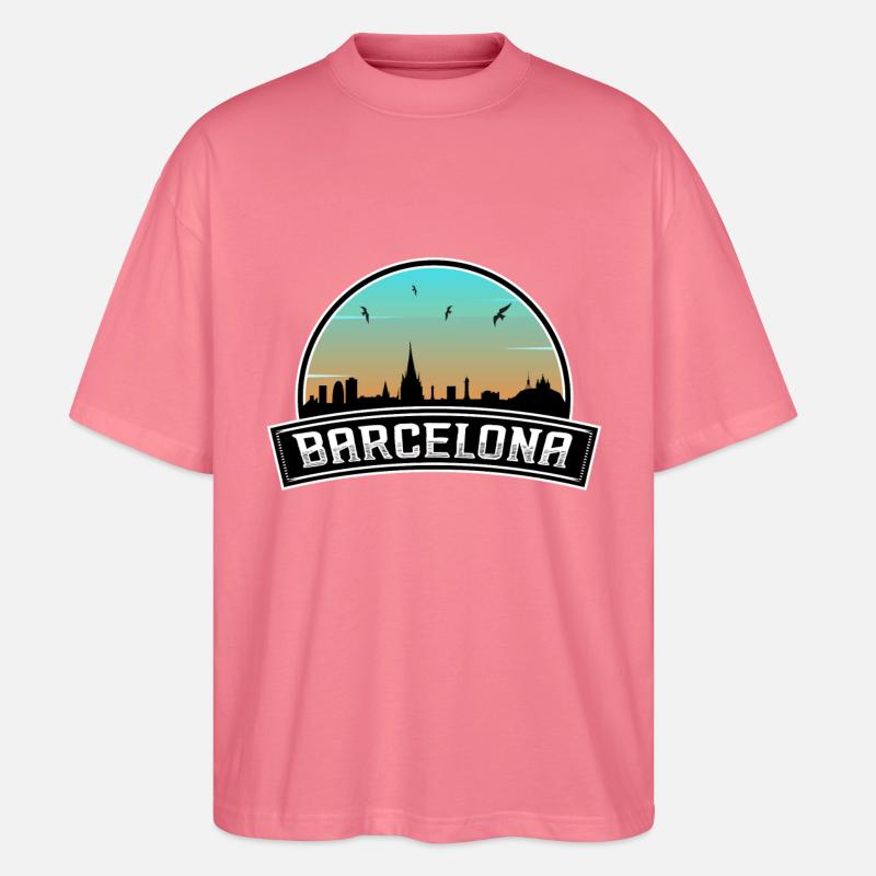 Barcelona Spanien Skyline Spanisches Souvenir - Stanley/Stella Oversized Unisex Bio T-Shirt Blaster 2.0 - Pink 
