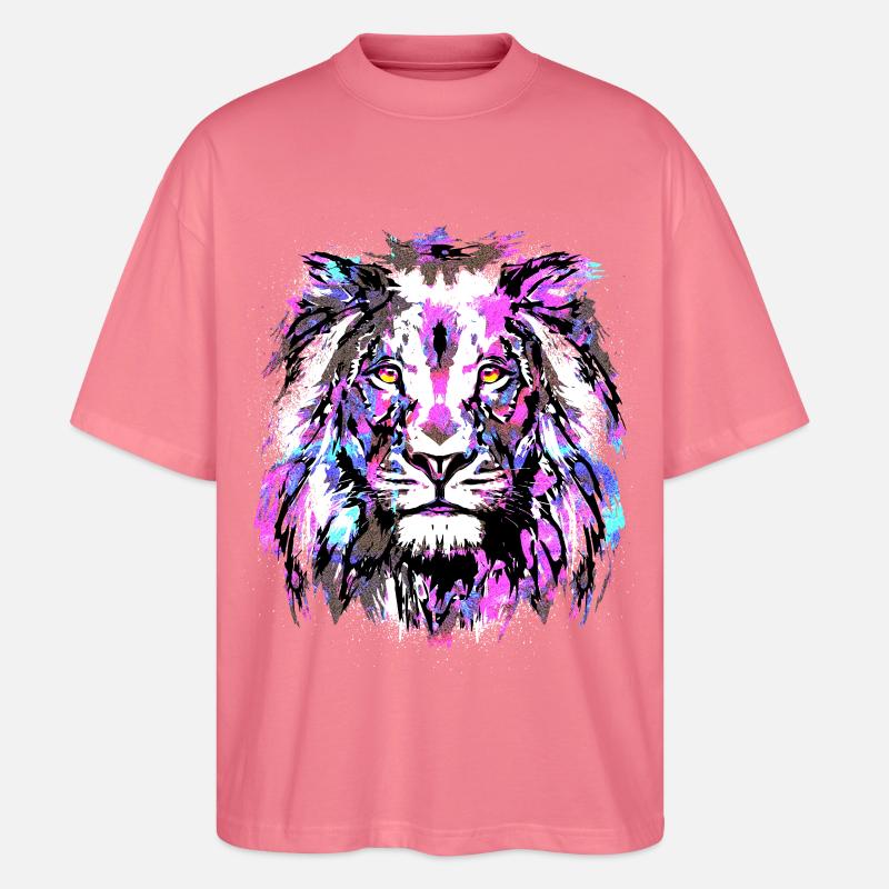 Sternzeichen Löwe Bunt - Grosskatze - Wildlife - Stanley/Stella Oversized Unisex Bio T-Shirt Blaster 2.0 - Pink