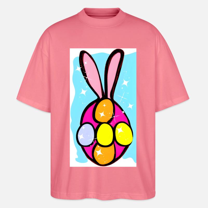 Bunte Osterhasen-Eier Illustration - Stanley/Stella Oversized Unisex Bio T-Shirt Blaster 2.0 - Pink 