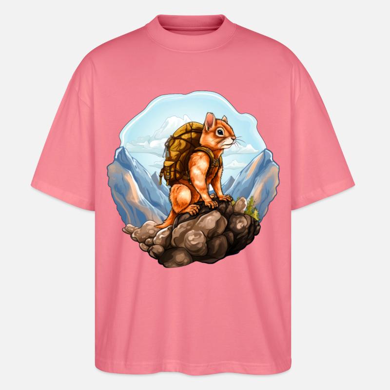 Eichhörnchen Bergsteiger / Wandern Eichhörnchen - Stanley/Stella Oversized Unisex Bio T-Shirt Blaster 2.0 - Pink 