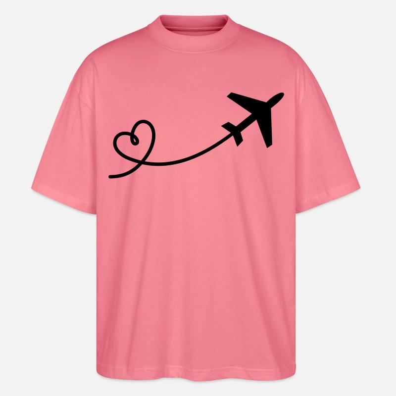Flugzeug mit Herz - Stanley/Stella Oversized Unisex Bio T-Shirt Blaster 2.0 - Pink 