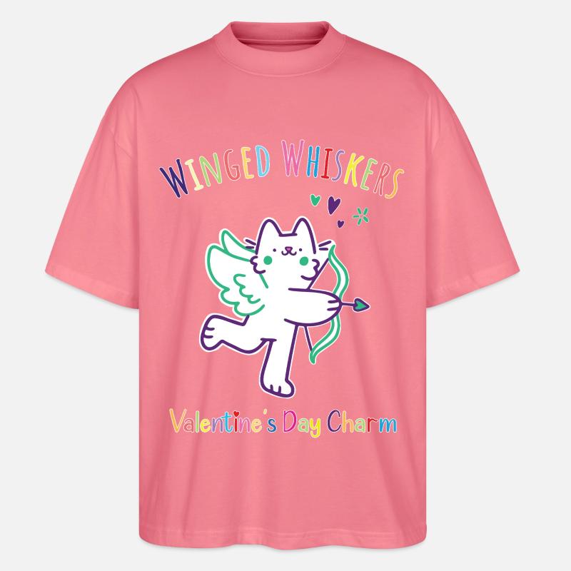 Moustaches ailées-Breloque de la Saint-Valentin - T-shirt bio Blaster 2.0 coupe oversize Stanley/Stella Unisexe - rose