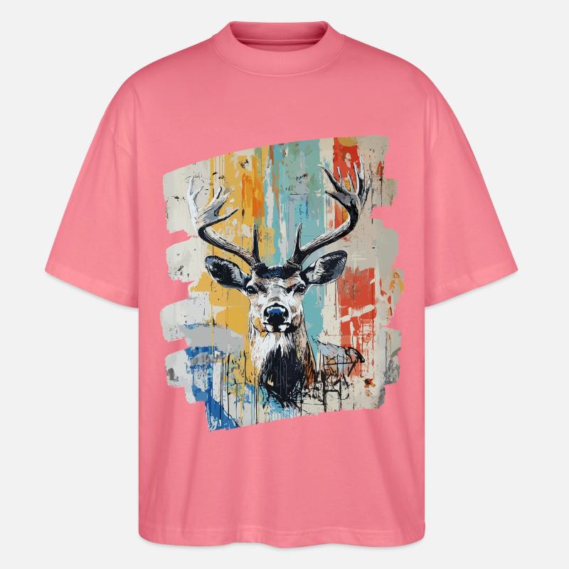 Hirsch mit Geweih - Stanley/Stella Oversized Unisex Bio T-Shirt Blaster 2.0 - Pink 