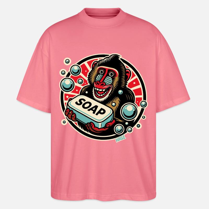 Mandrill Affe mit Seife - Stanley/Stella Oversized Unisex Bio T-Shirt Blaster 2.0 - Pink 