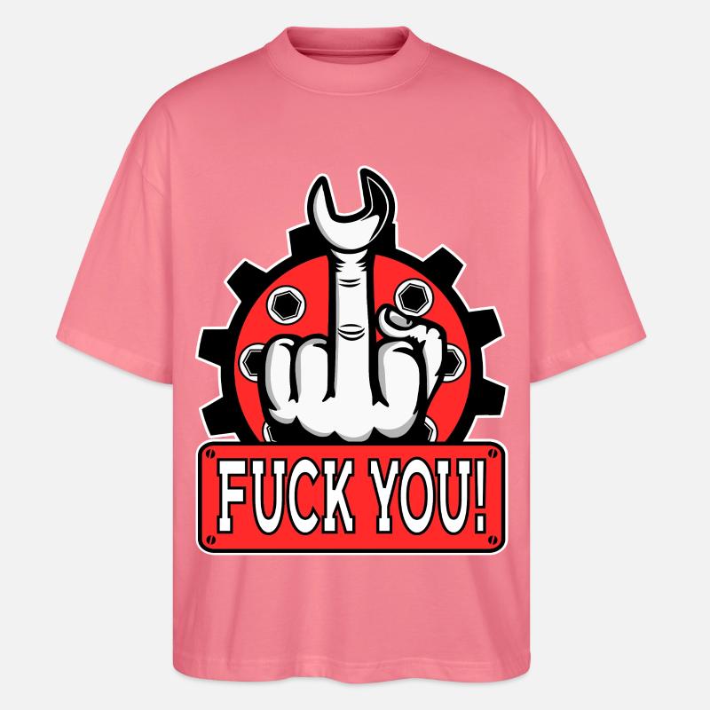 Provocative middle finger statement - Stanley/Stella Oversized Unisex Organic T-shirt Blaster 2.0 - pink joy