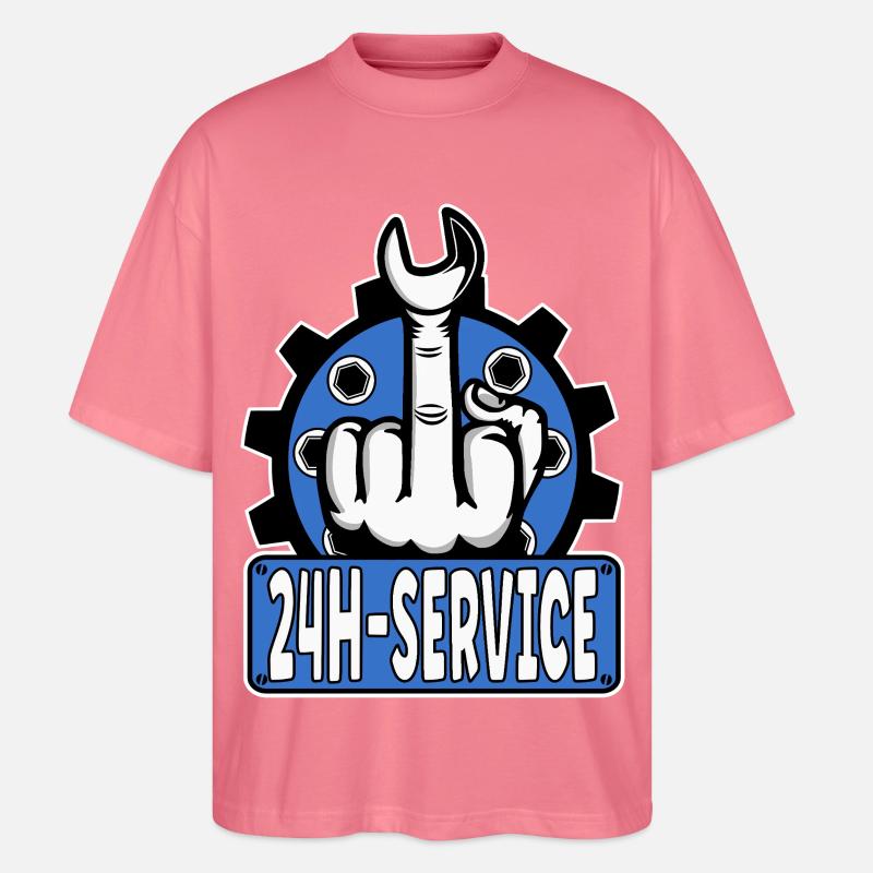 Mittelfinger Stinkerfinger 24h Service Design Blau - Stanley/Stella Oversized Unisex Bio T-Shirt Blaster 2.0 - Pink
