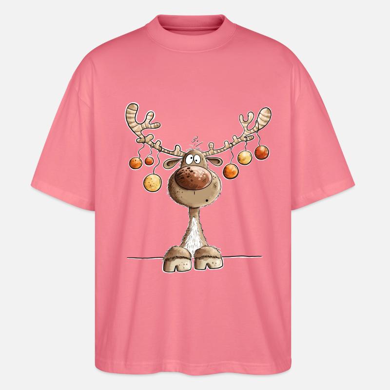 Niedliches Rentier mit Weihnachtskugeln - Stanley/Stella Oversized Unisex Bio T-Shirt Blaster 2.0 - Pink 