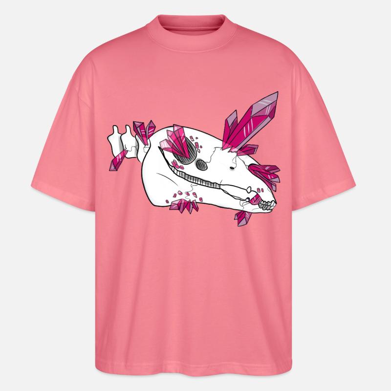 Kristallschädel - Pferd (von Leni Riosa) - Stanley/Stella Oversized Unisex Bio T-Shirt Blaster 2.0 - Pink 