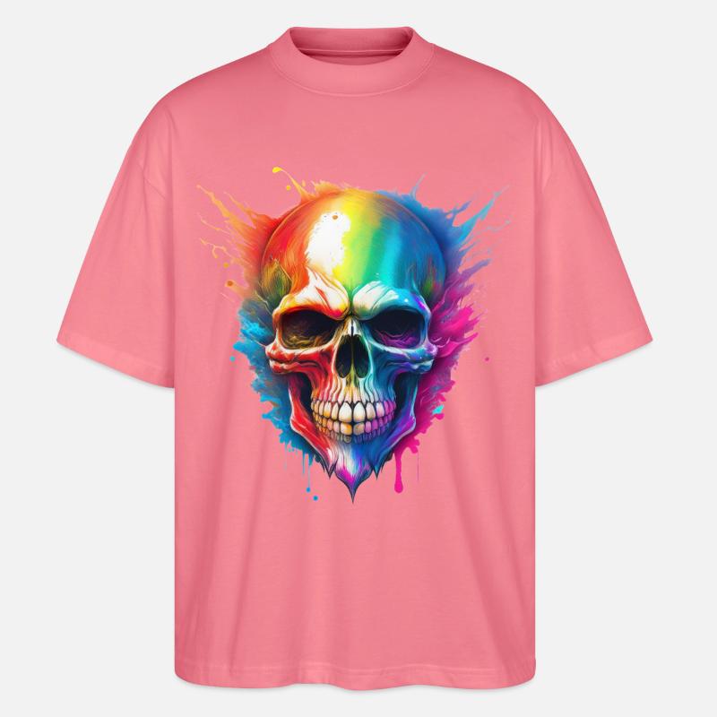 Regenbogen-Schädel Farbexplosion - Stanley/Stella Oversized Unisex Bio T-Shirt Blaster 2.0 - Pink 