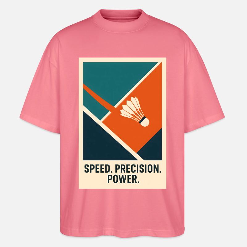 Speed Precision Power | Badminton Statement - Stanley/Stella Oversized Unisex Bio T-Shirt Blaster 2.0 - Pink