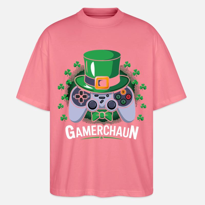 GameChaun Leprechaun Controller Motiv - Stanley/Stella Oversized Unisex Bio T-Shirt Blaster 2.0 - Pink 