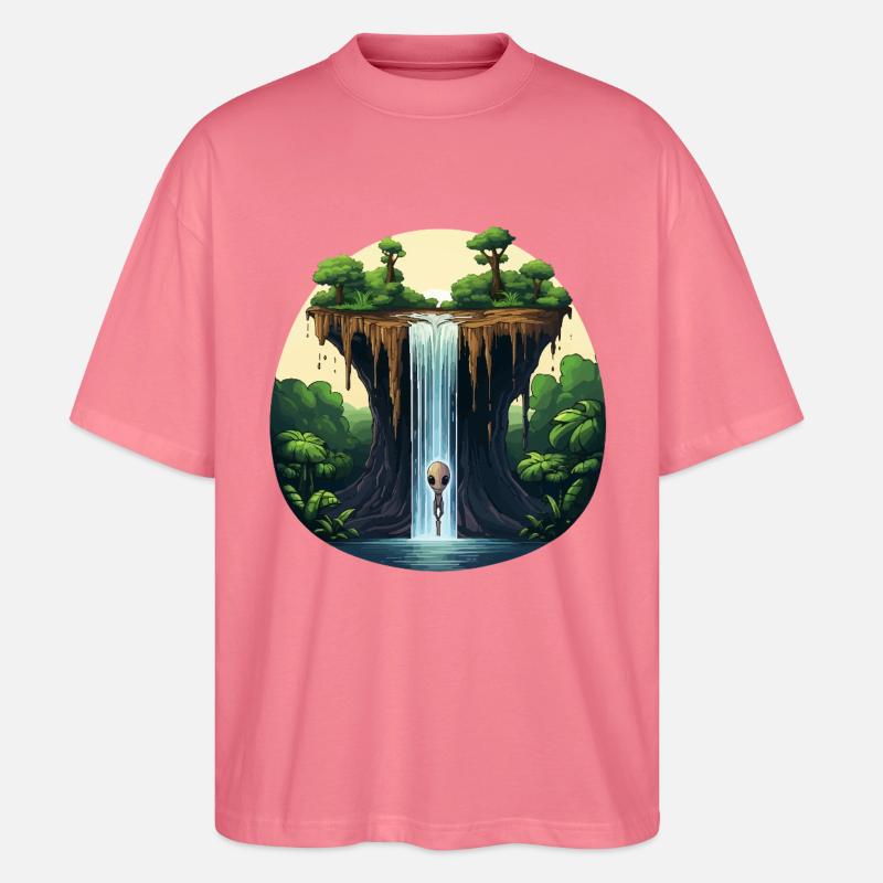 Alien am Wasserfall im Dschungel - Stanley/Stella Oversized Unisex Bio T-Shirt Blaster 2.0 - Pink