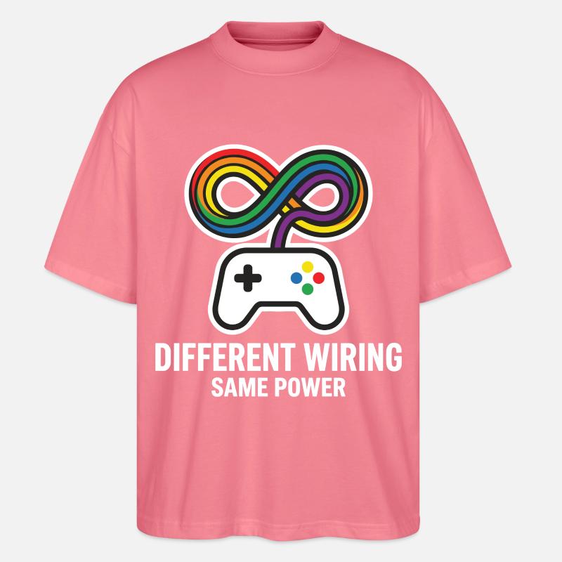 Different Wiring Same Power Gaming Motiv - Stanley/Stella Oversized Unisex Bio T-Shirt Blaster 2.0 - Pink 
