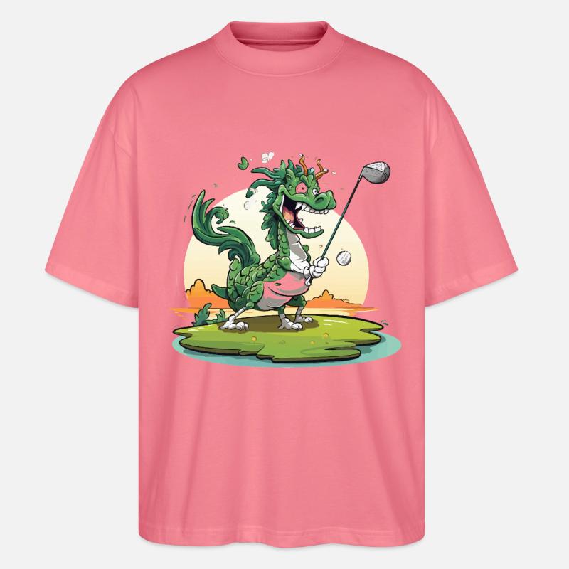 Golfender Drache am Tee - Stanley/Stella Oversized Unisex Bio T-Shirt Blaster 2.0 - Pink 