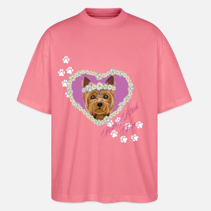Ruhender Tch-Face Yorksire Terrier - Stanley/Stella Oversized Unisex Bio T-Shirt Blaster 2.0 - Pink 