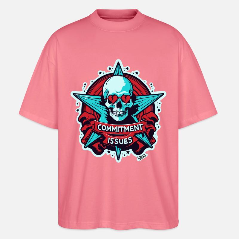 Commitment Issues Skull Badge - Stanley/Stella Oversized Unisex Organic T-shirt Blaster 2.0 - pink joy