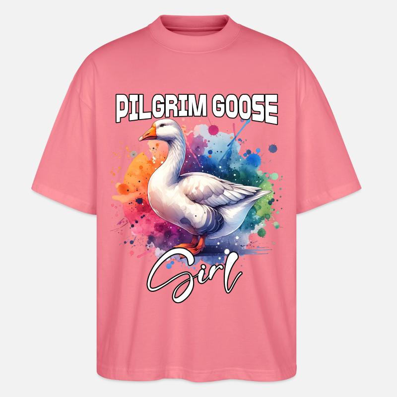 Pilgrim Goose Mädchen Pilgrim Gans - Stanley/Stella Oversized Unisex Bio T-Shirt Blaster 2.0 - Pink 