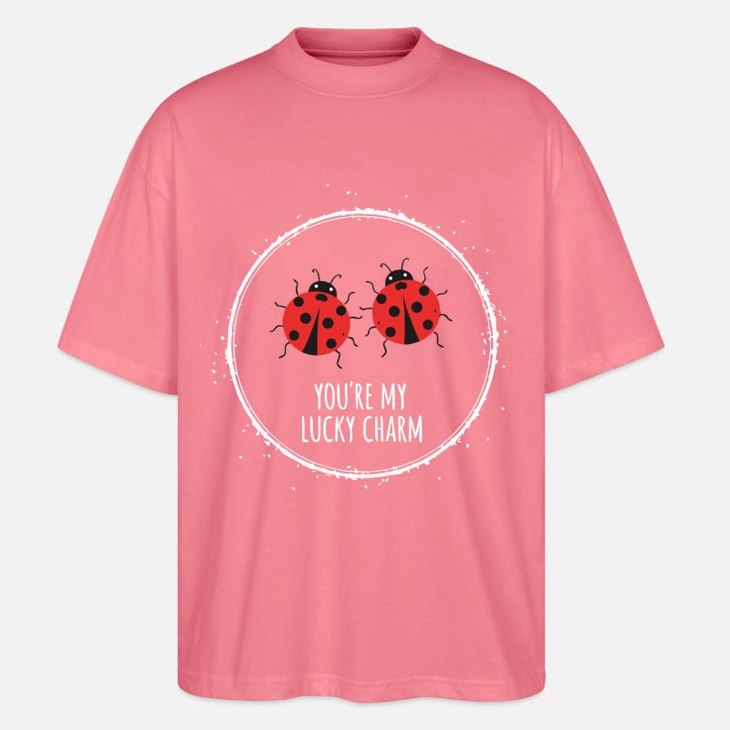 Marienkäfer Glücksbringer Partner Geschenk - Stanley/Stella Oversized Unisex Bio T-Shirt Blaster 2.0 - Pink