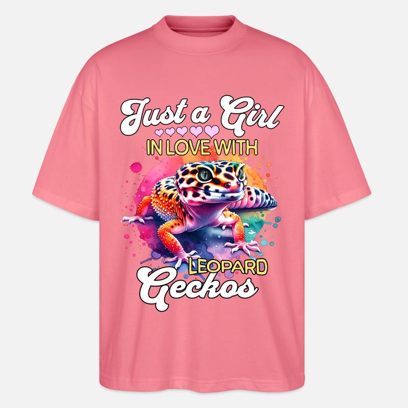 Mädchen Leopardgecko - Stanley/Stella Oversized Unisex Bio T-Shirt Blaster 2.0 - Pink 