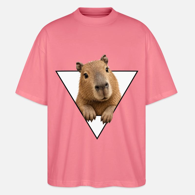 Kapybara in the Triangle - Stanley/Stella Oversized Unisex Organic T-shirt Blaster 2.0 - pink joy 