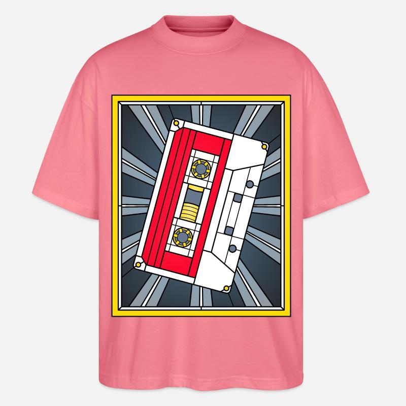 Illustration de cassette en vitrail - T-shirt bio Blaster 2.0 coupe oversize Stanley/Stella Unisexe - rose 