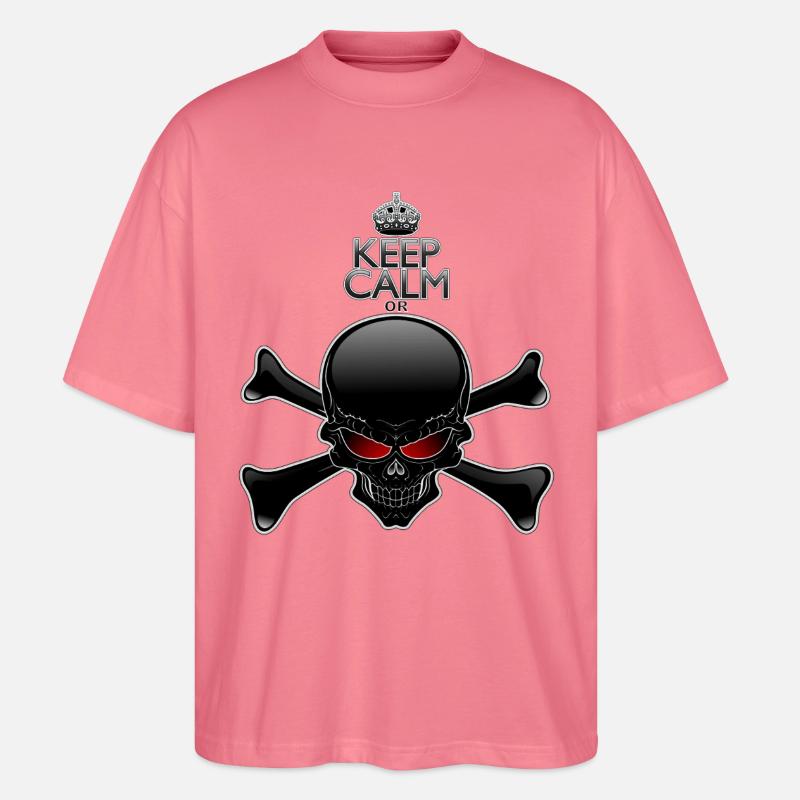 Bleib ruhig oder sterbe, Schwarzer Schädel - Stanley/Stella Oversized Unisex Bio T-Shirt Blaster 2.0 - Pink