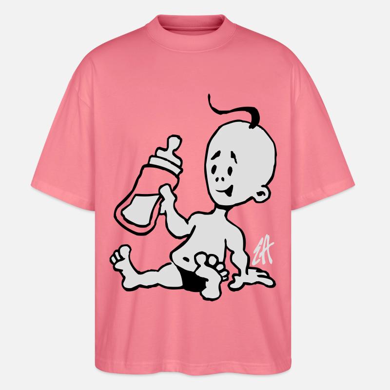 Baby mit einer Milchflasche - Stanley/Stella Oversized Unisex Bio T-Shirt Blaster 2.0 - Pink 