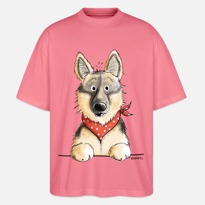 Lustiger Deutscher Schäferhund I Comic Geschenk - Stanley/Stella Oversized Unisex Bio T-Shirt Blaster 2.0 - Pink 