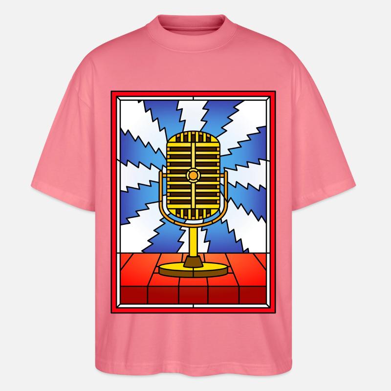 Conception rétro de vitrail micro - T-shirt bio Blaster 2.0 coupe oversize Stanley/Stella Unisexe - rose 