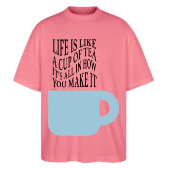 La vie comme le thé - T-shirt bio Blaster 2.0 coupe oversize Stanley/Stella Unisexe - rose  - Devant - Alina (178cm) & Michal (187cm)