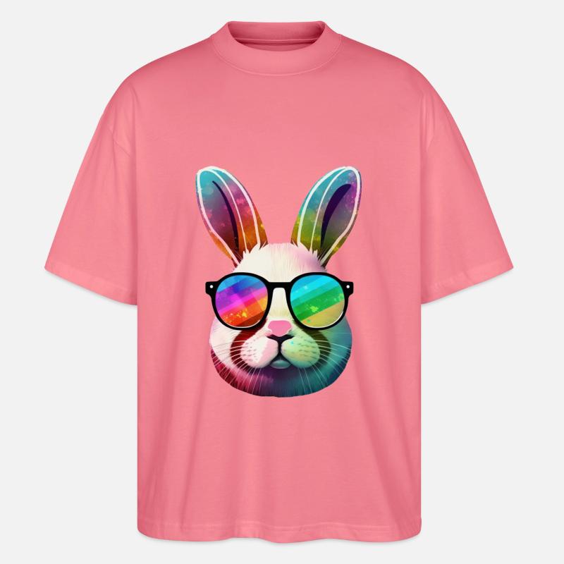 Rainbow Prism Bunny Sonnenbrille - Stanley/Stella Oversized Unisex Bio T-Shirt Blaster 2.0 - Pink 