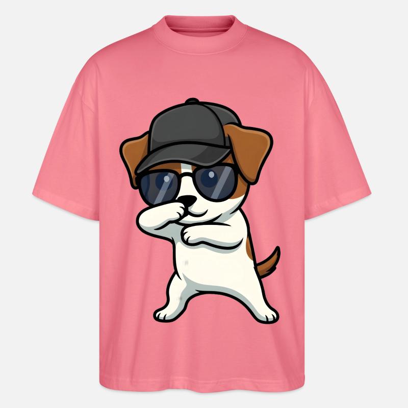 Dabbing Jack Russel Terrier - Stanley/Stella Oversized Unisex Bio T-Shirt Blaster 2.0 - Pink 