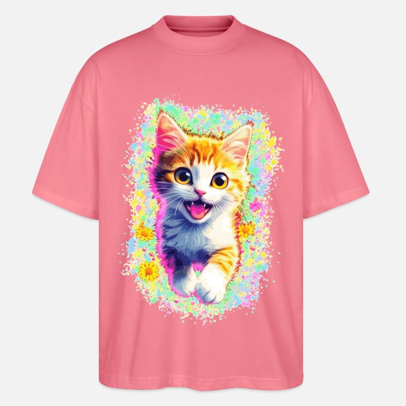 Glückliches Kätzchen 🌼🌸 - Stanley/Stella Oversized Unisex Bio T-Shirt Blaster 2.0 - Pink 