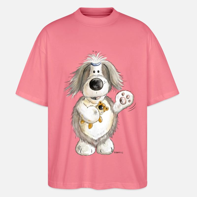 Beardie mit Teddy - Stanley/Stella Oversized Unisex Bio T-Shirt Blaster 2.0 - Pink 
