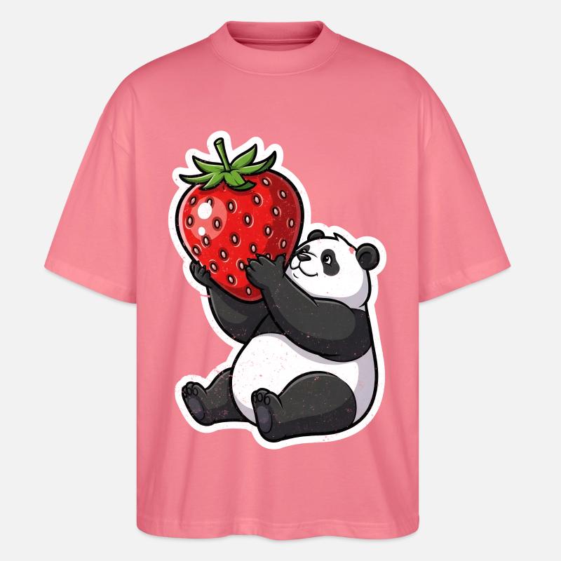 Panda Erdbeerfreund Sticker - Stanley/Stella Oversized Unisex Bio T-Shirt Blaster 2.0 - Pink
