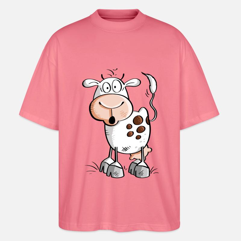Witzige Comic Kuh - Kühe - Stanley/Stella Oversized Unisex Bio T-Shirt Blaster 2.0 - Pink 