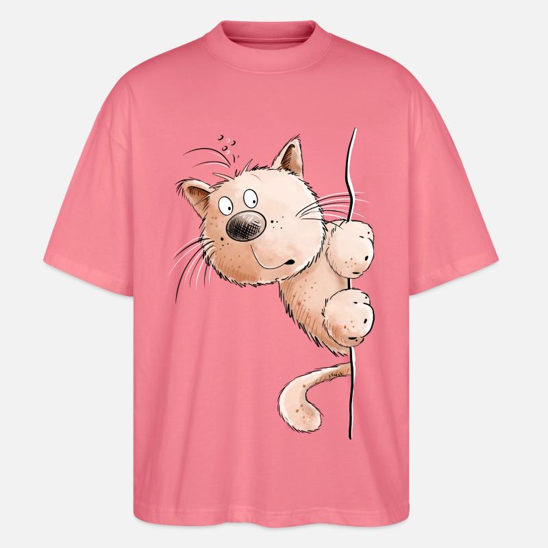 Rote Katze I Katzenfreunde Geschenk - Stanley/Stella Oversized Unisex Bio T-Shirt Blaster 2.0 - Pink 