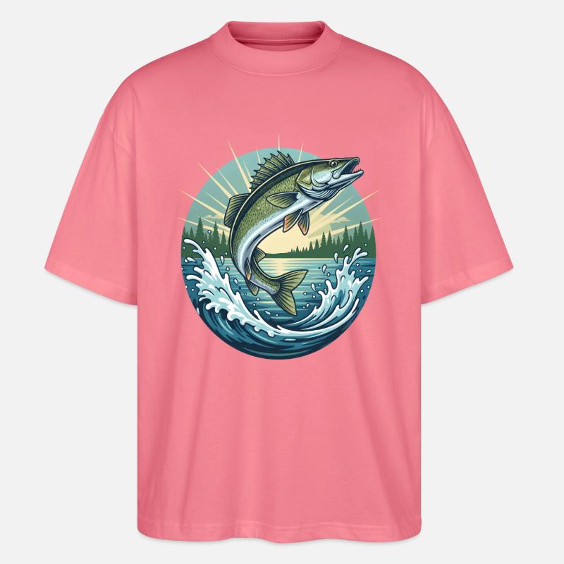 Springender Zander - Stanley/Stella Oversized Unisex Bio T-Shirt Blaster 2.0 - Pink 