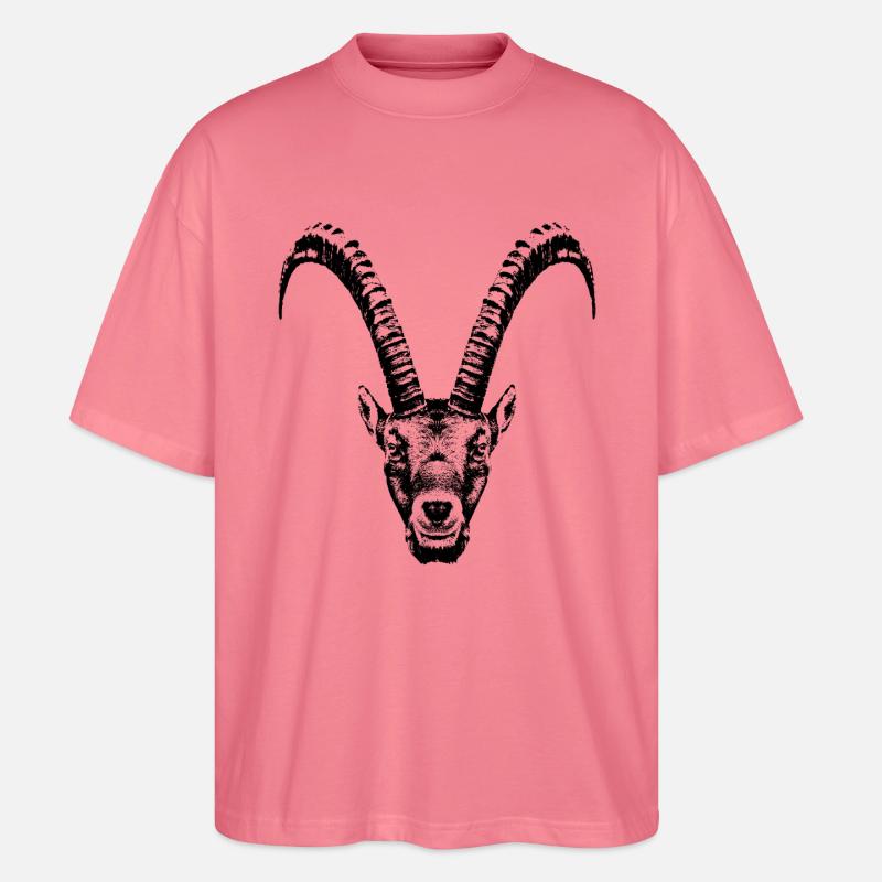 Steinbock / Kopf / Ibex / frontal - Stanley/Stella Oversized Unisex Bio T-Shirt Blaster 2.0 - Pink 